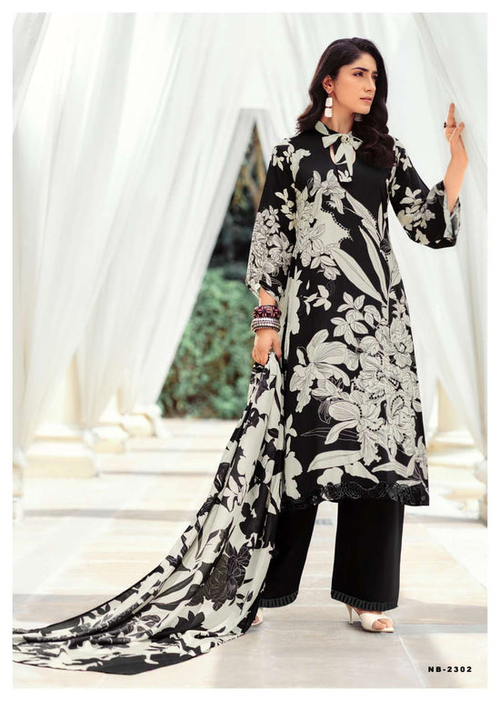 Sanaz Nayaab Viscose Muslin Resham Embroidered Dress Material