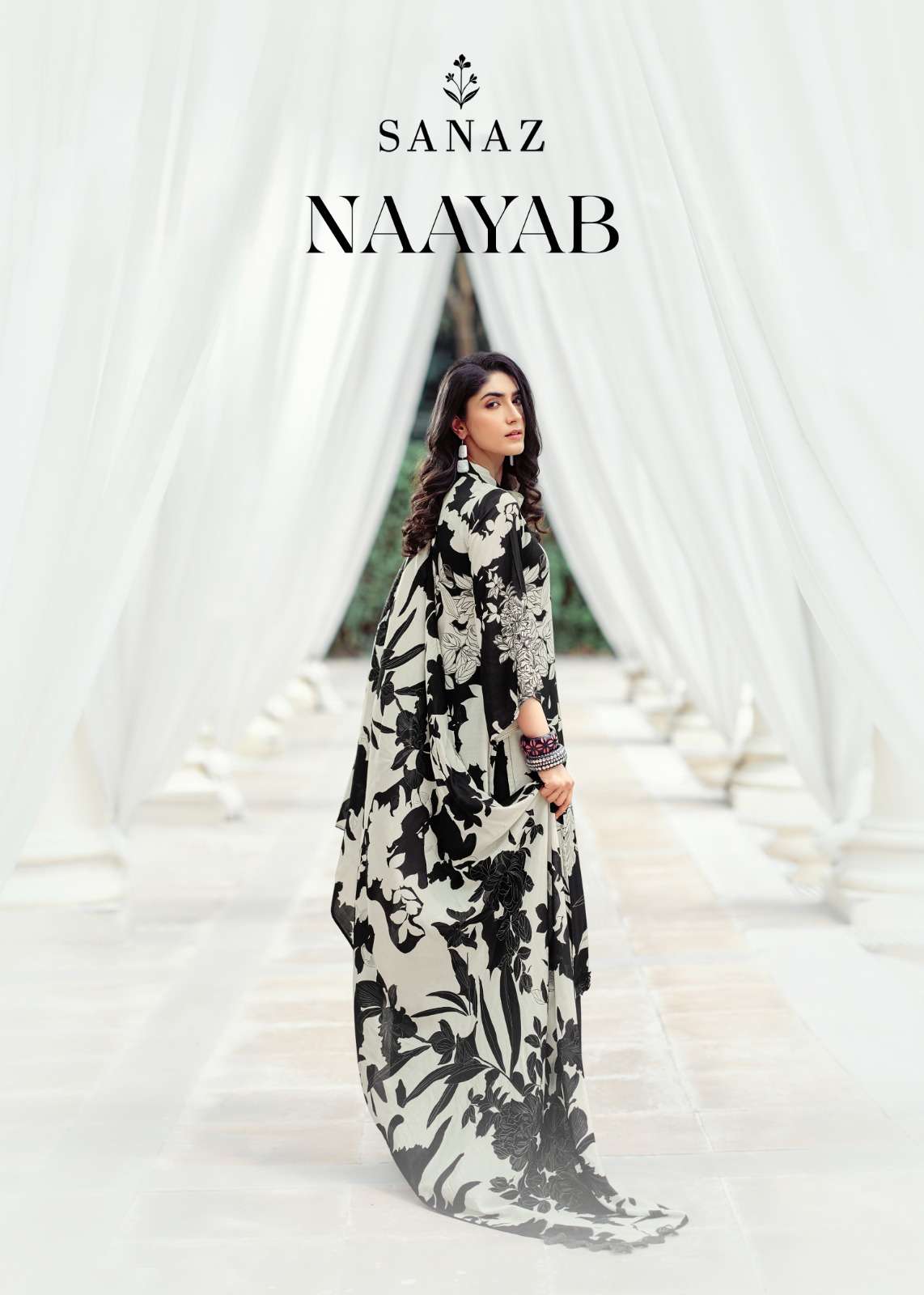 Sanaz Nayaab Viscose Muslin Resham Embroidered Dress Material