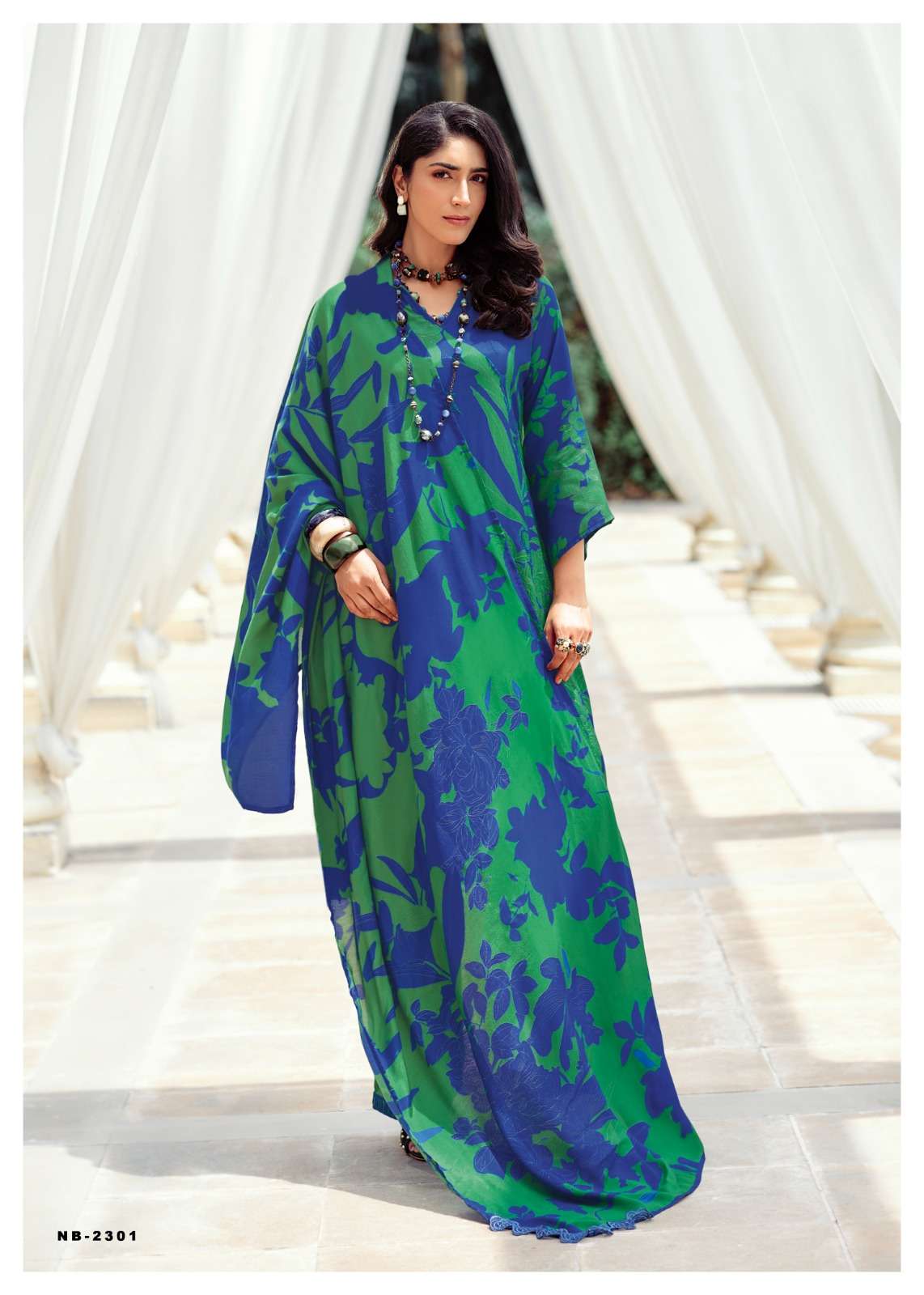 Sanaz Nayaab Viscose Muslin Resham Embroidered Dress Material