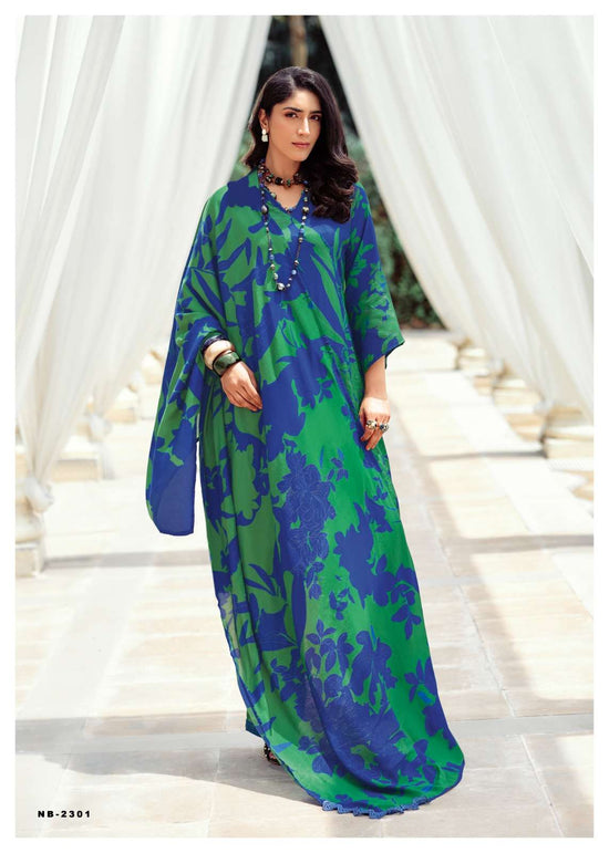 Sanaz Nayaab Viscose Muslin Resham Embroidered Dress Material