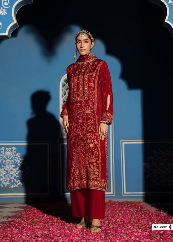Sanaz Nazm Viscose Muslin Designer Suit - Amrah Wholesale