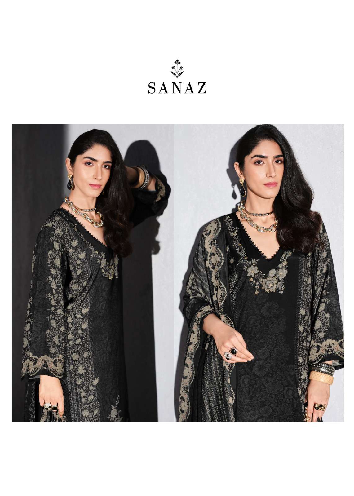 Sanaz Niloufer Viscose Muslin Dress Material - Amrah Wholesale