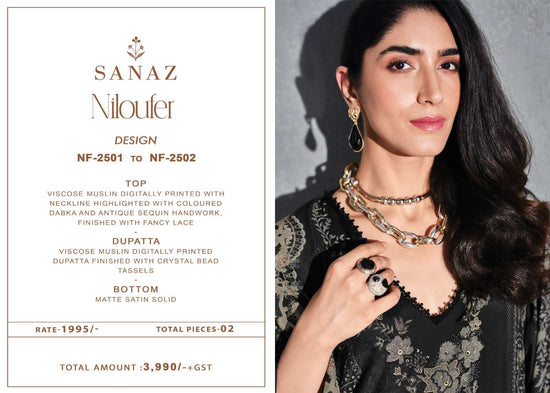 Sanaz Niloufer Viscose Muslin Dress Material - Amrah Wholesale