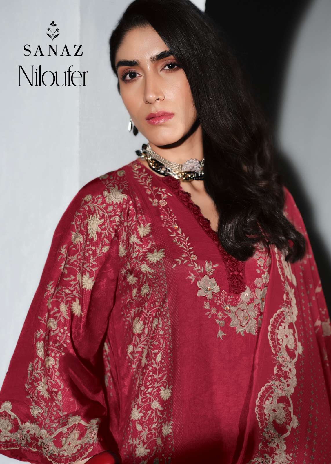 Sanaz Niloufer Viscose Muslin Dress Material - Amrah Wholesale