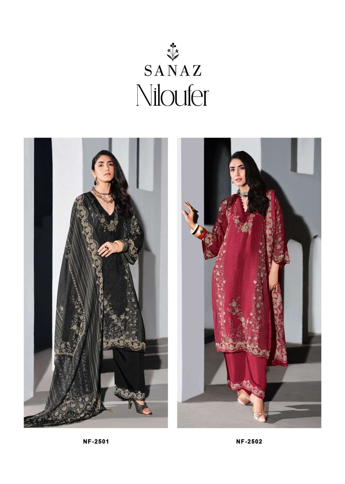 Sanaz Niloufer Viscose Muslin Dress Material - Amrah Wholesale