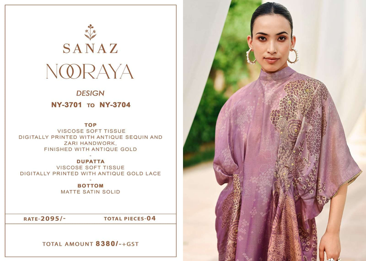 Sanaz Nooraya Viscose Soft Tissue Antique Handwork Dress Material - Amrah Wholesale
