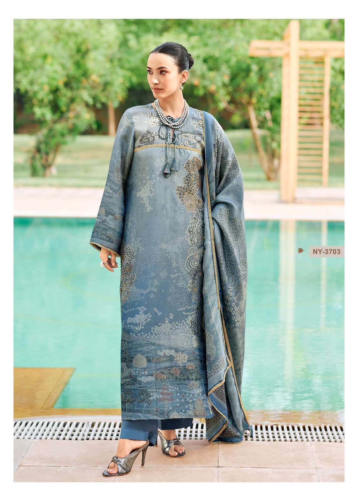 Sanaz Nooraya Viscose Soft Tissue Antique Handwork Dress Material