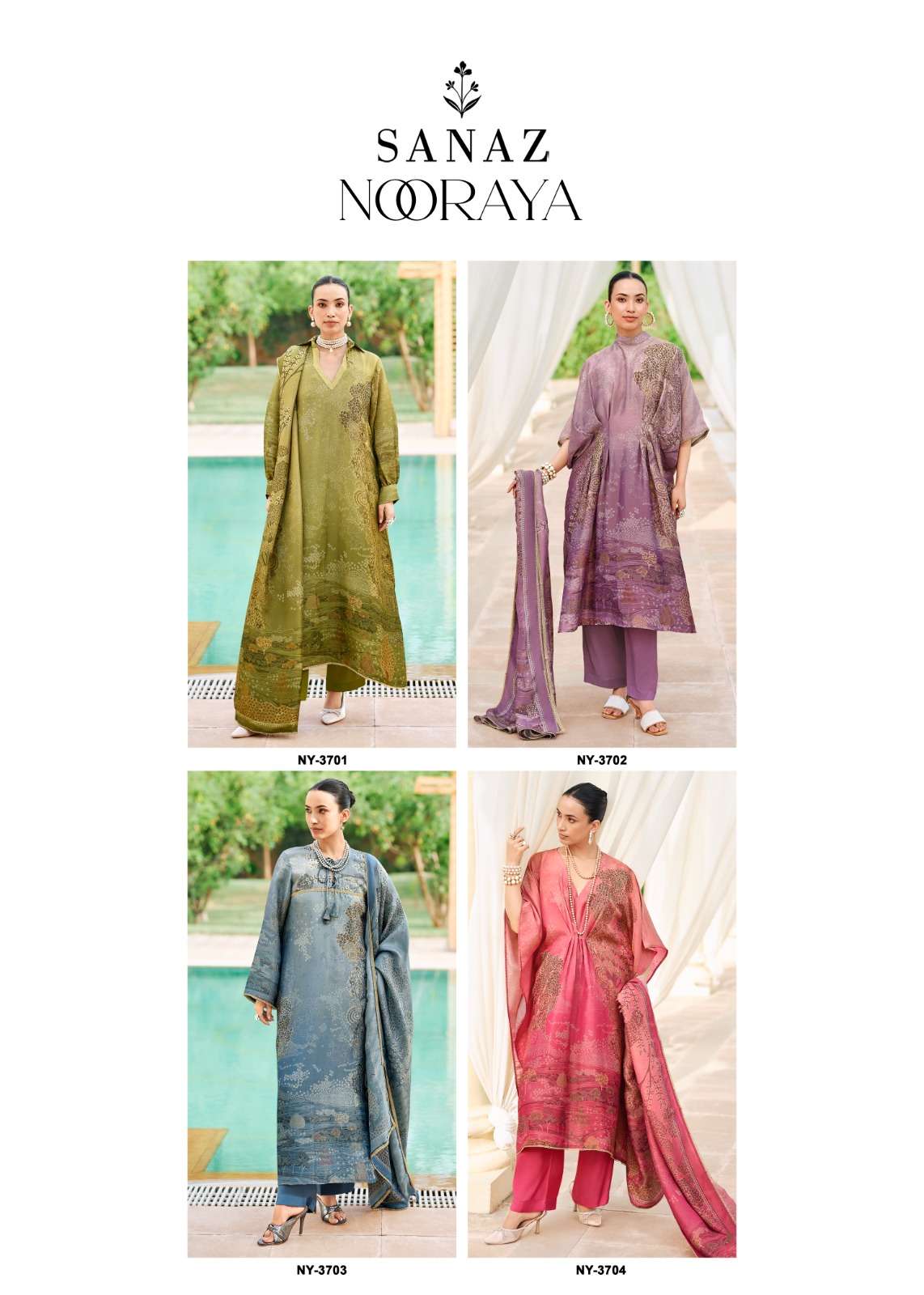 Sanaz Nooraya Viscose Soft Tissue Antique Handwork Dress Material