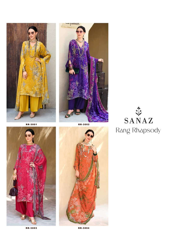 Sanaz Rang Rhapsody Viscose Chinon Dress Material - Amrah Wholesale