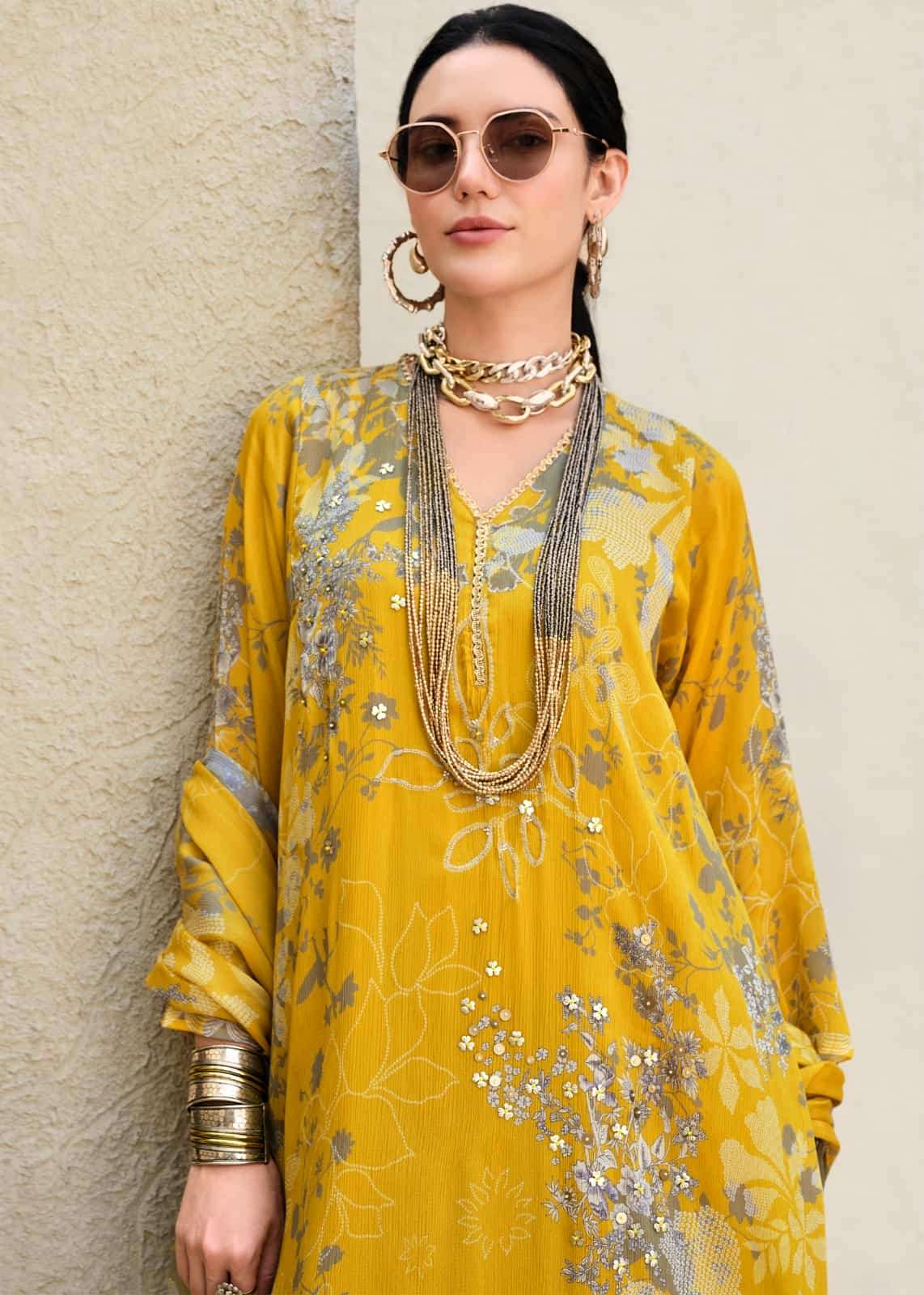 Sanaz Rang Rhapsody Viscose Chinon Dress Material - Amrah Wholesale