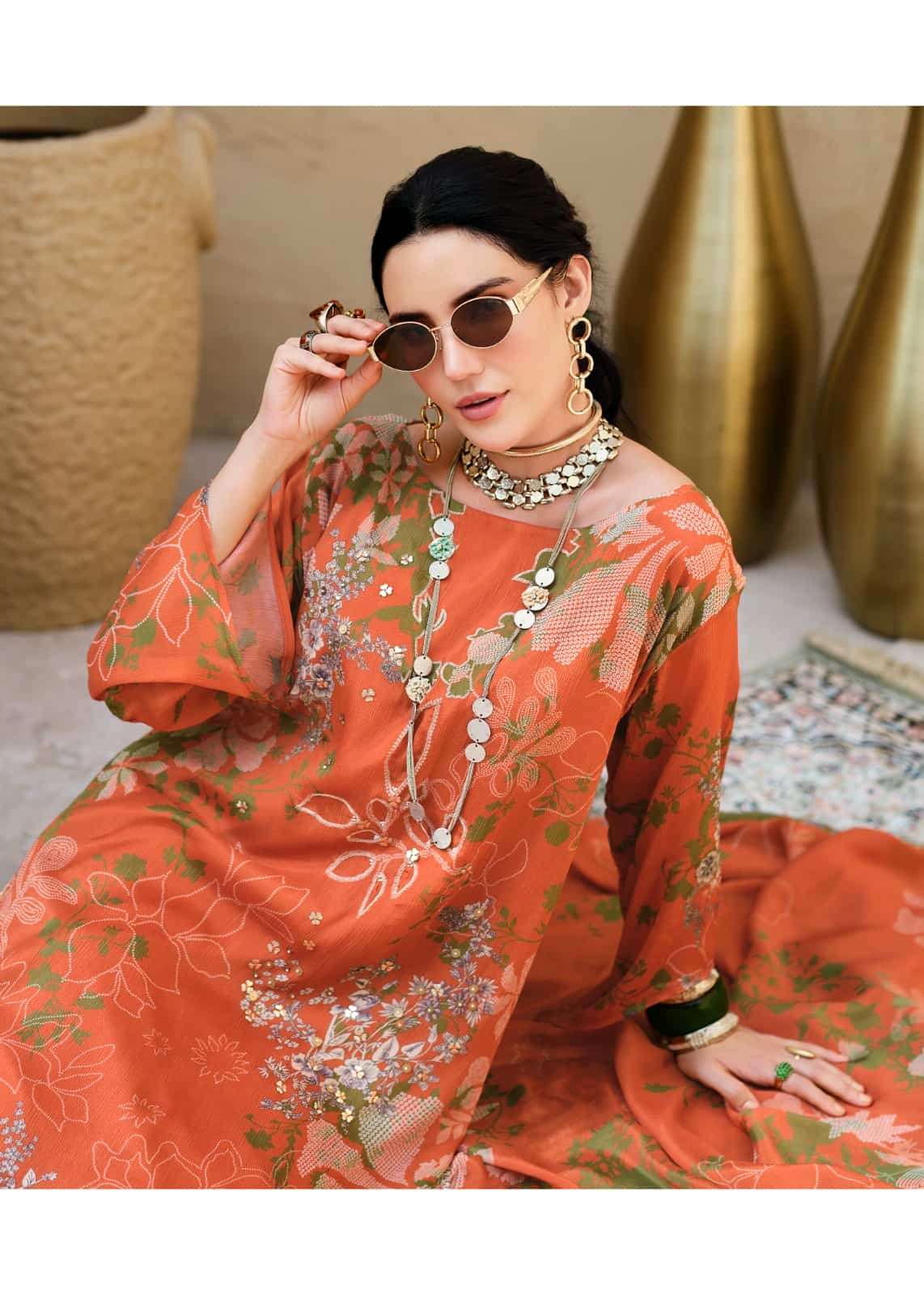Sanaz Rang Rhapsody Viscose Chinon Dress Material - Amrah Wholesale