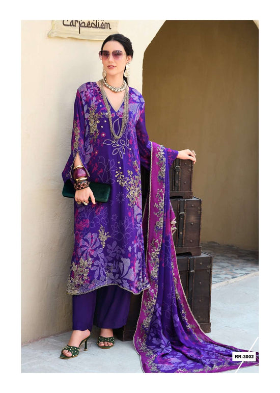 Sanaz Rang Rhapsody Viscose Chinon Dress Material - Amrah Wholesale