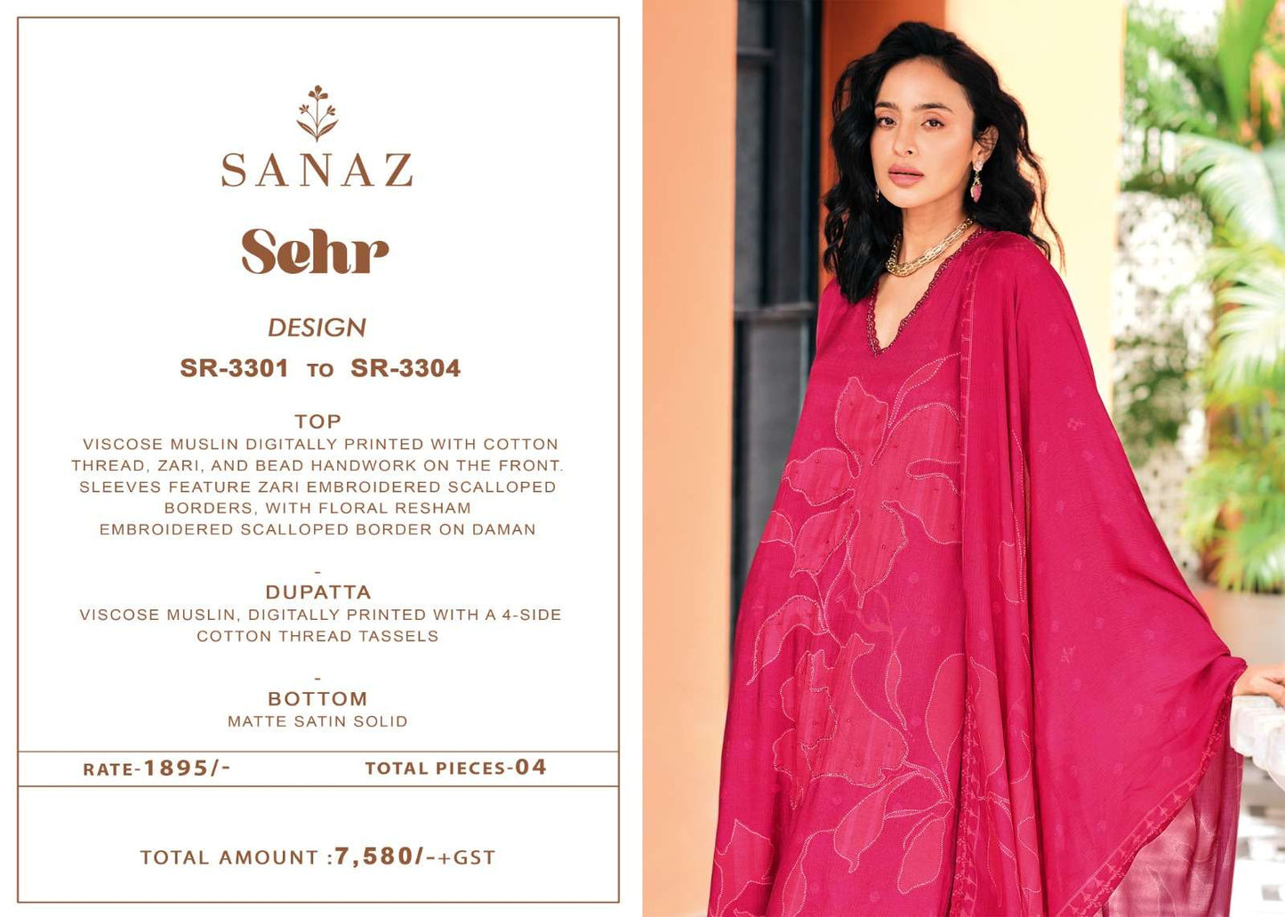 Sanaz Sehr Viscose Muslin Dress Material