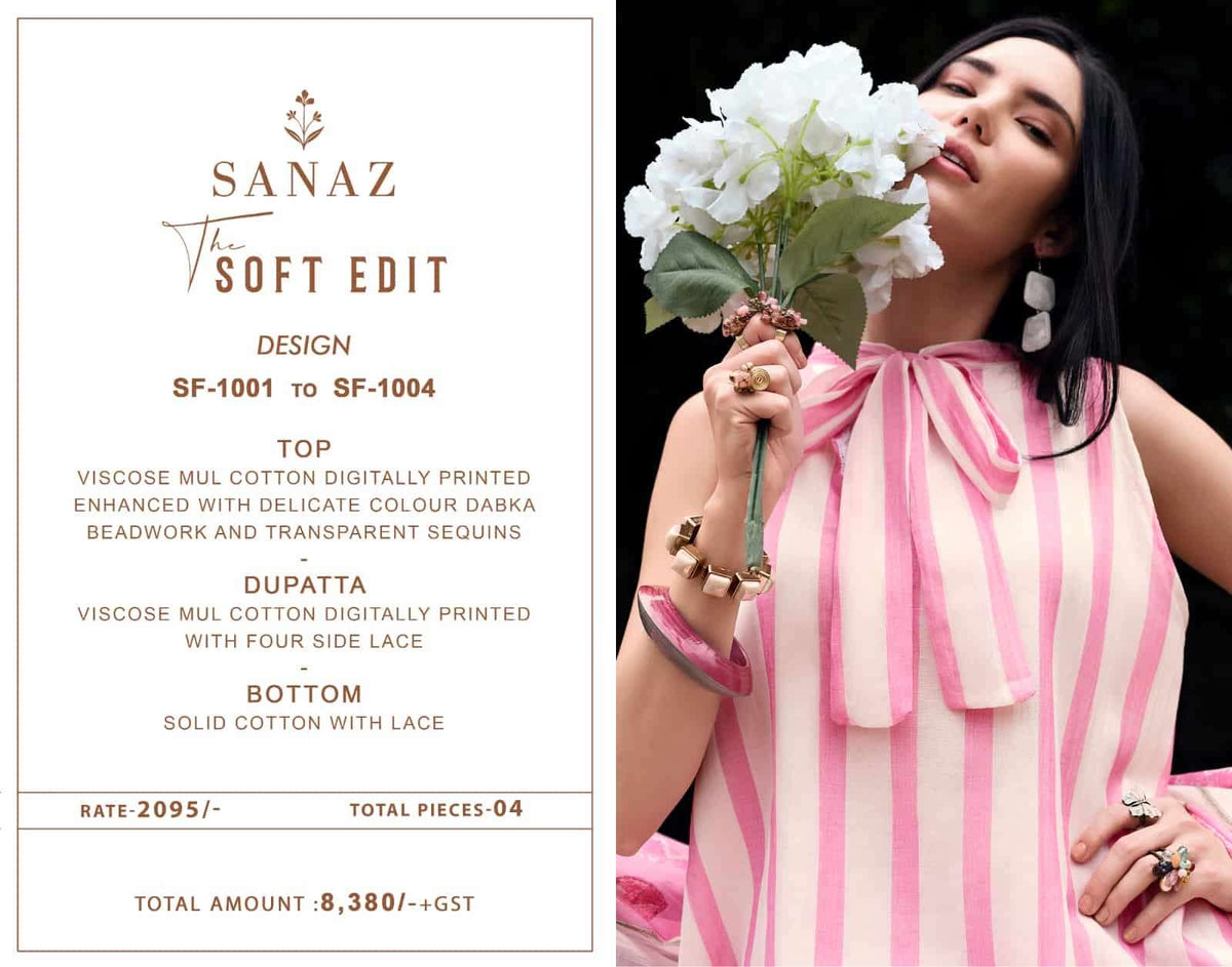 Sanaz The Soft Edit Viscose Mul Cotton Pakistani Suit - Amrah Wholesale