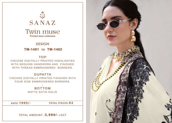 Sanaz Twin Muse Viscose Digital Print Dress Material - Amrah Wholesale