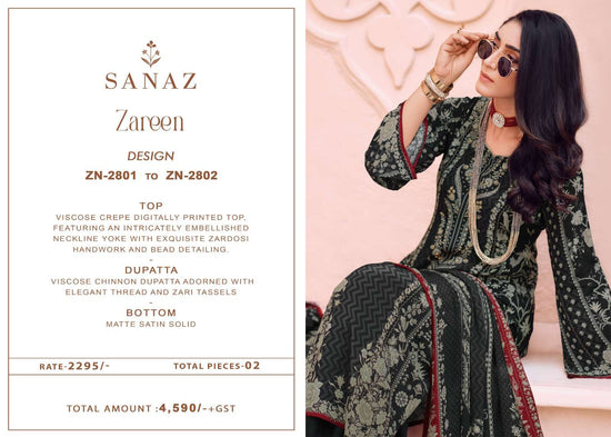 Sanaz Zareen Viscose Crape Digital Printed Pakistani Suit