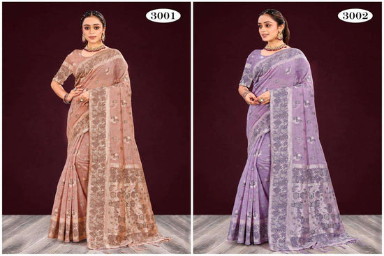 Sangam Aarohi Cotton Cotton Fabric Saree - Amrah Wholesale