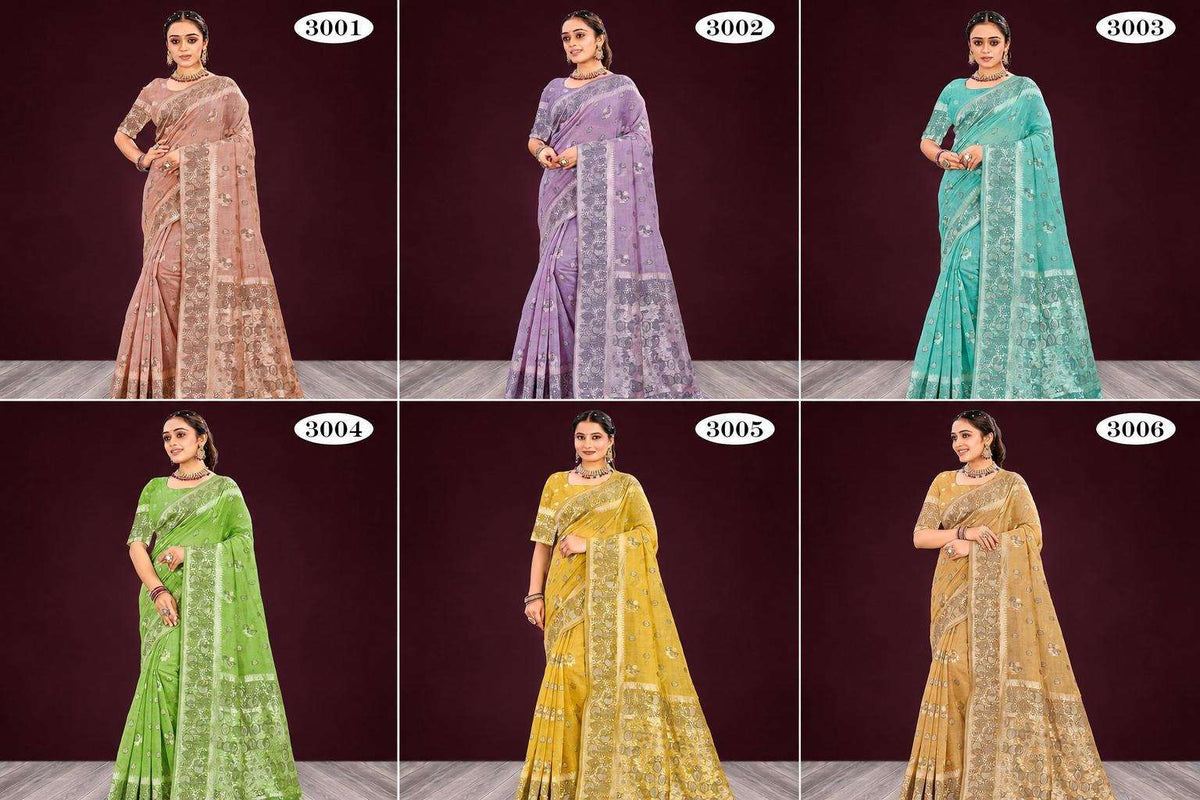 Sangam Aarohi Cotton Cotton Fabric Saree - Amrah Wholesale