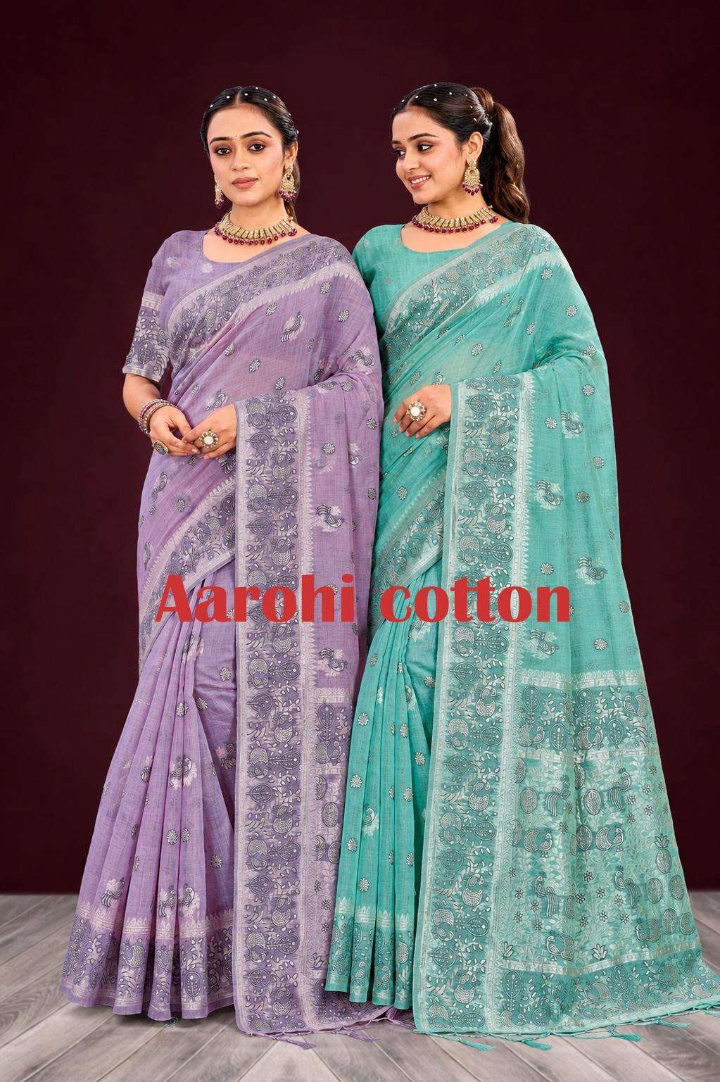 Sangam Aarohi Cotton Cotton Fabric Saree - Amrah Wholesale