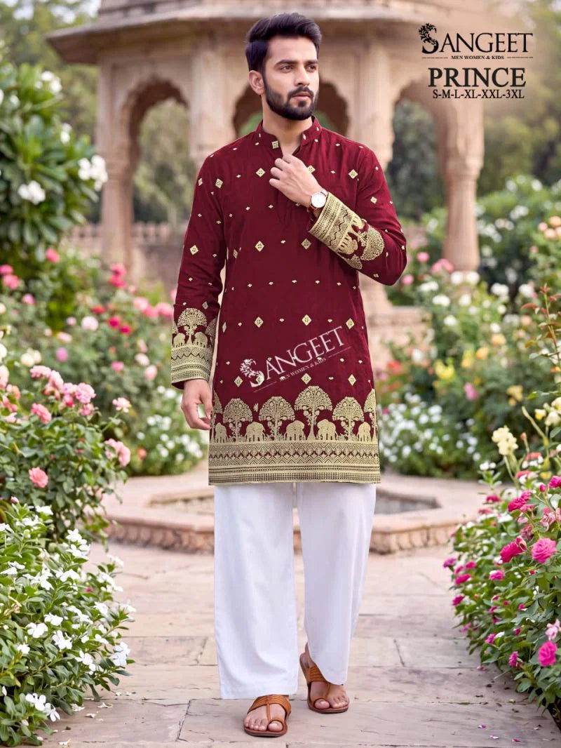 Sangeet Sangeet Prince Crush Sequence Work Men Kurta
