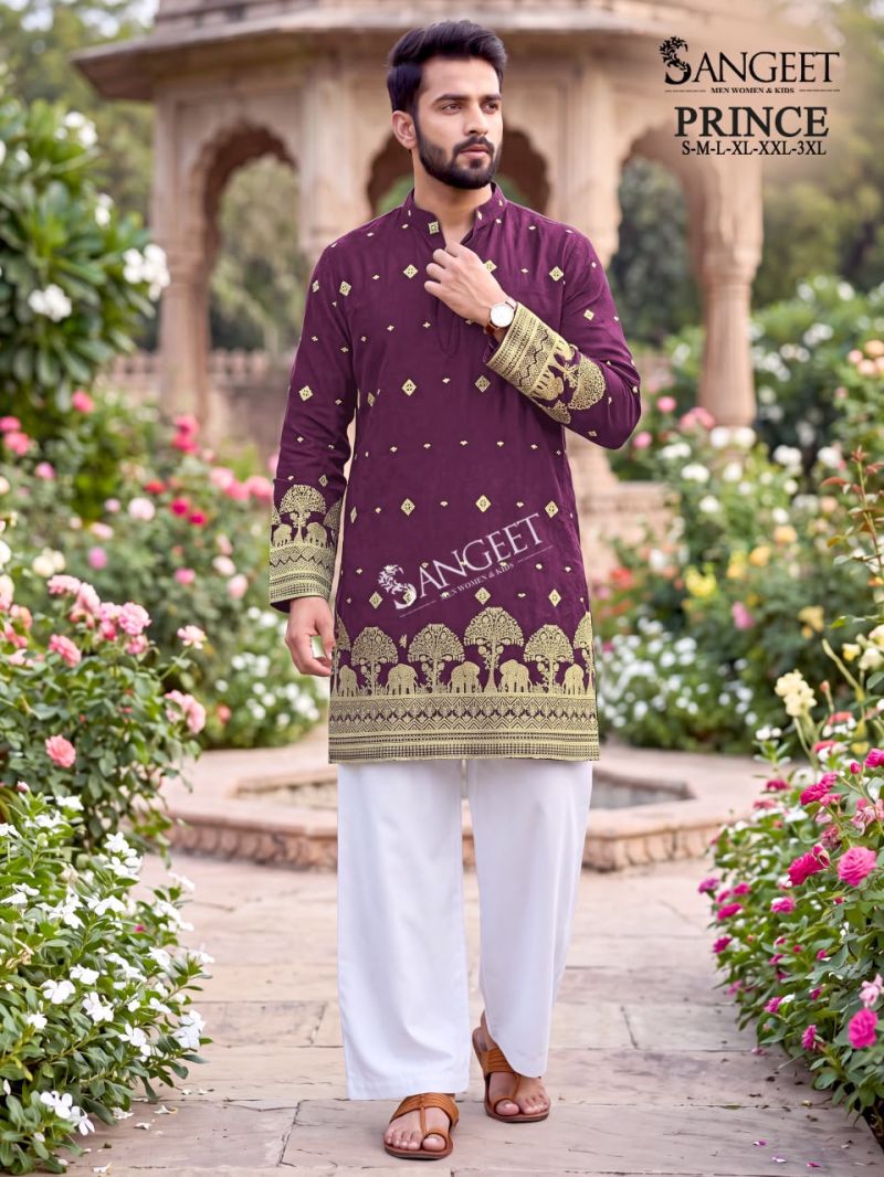 Sangeet Sangeet Prince Crush Sequence Work Men Kurta