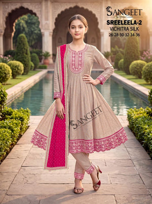 Sangeet Sreeleela Vol 2 Kids Vichitra Silk Girls Ethnic Dress