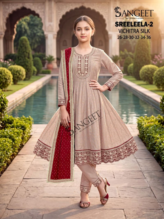 Sangeet Sreeleela Vol 2 Kids Vichitra Silk Girls Ethnic Dress