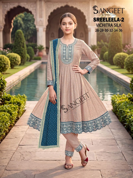 Sangeet Sreeleela Vol 2 Kids Vichitra Silk Girls Ethnic Dress