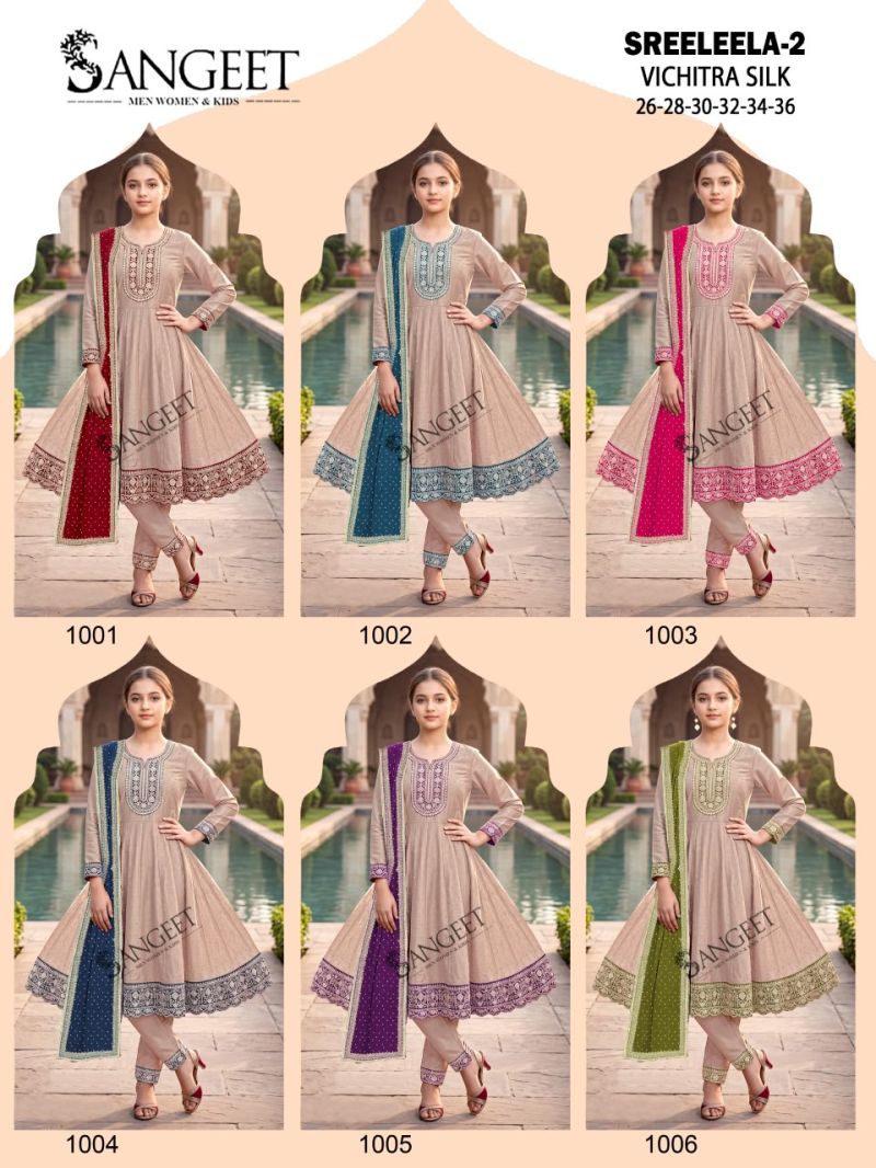 Sangeet Sreeleela Vol 2 Kids Vichitra Silk Girls Ethnic Dress