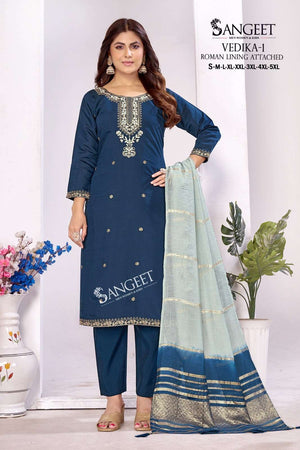 Sangeet Vedika-1 NX Roman Silk Embroidery Salwar Suit Set - Amrah Wholesale