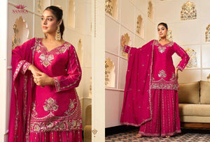 Sanika Fashion Amaira Georgette Silk Dress Material - Amrah Wholesale