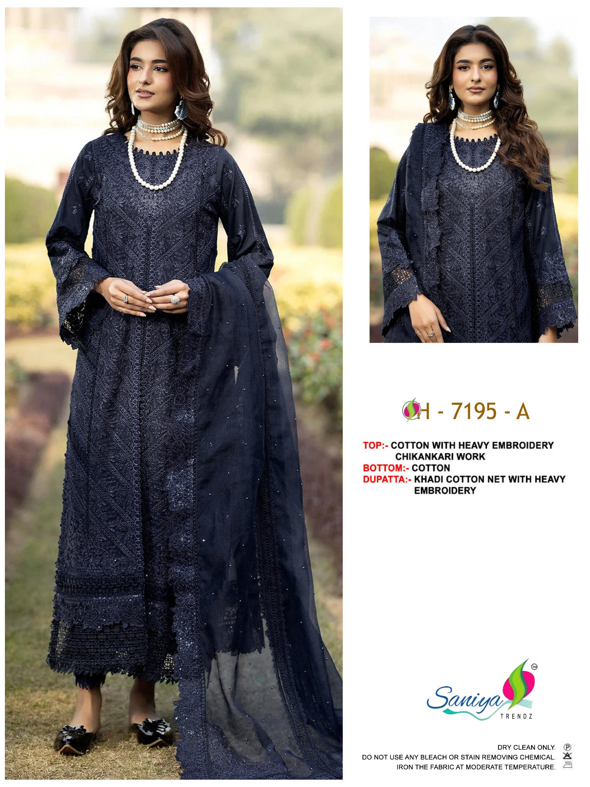 Saniya 7195 A And B Cotton Embroidered Pakistani Suit