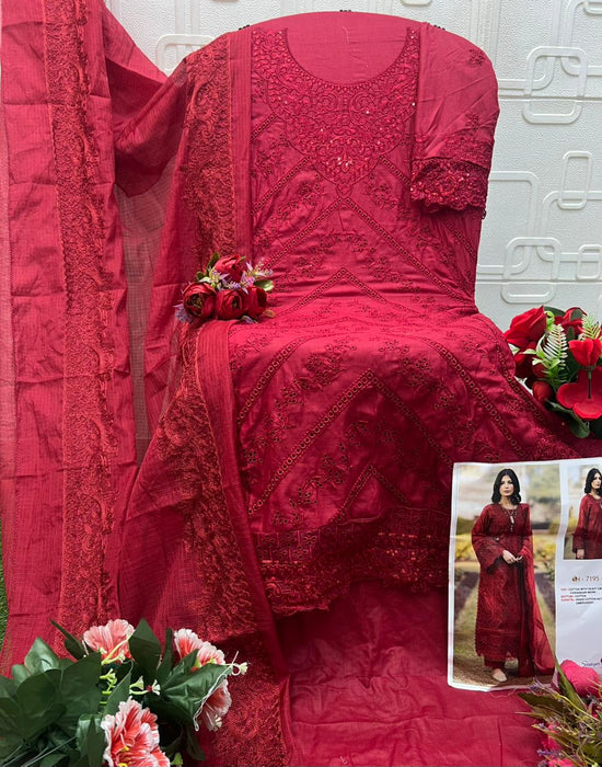 Saniya 7195 A And B Cotton Embroidered Pakistani Suit