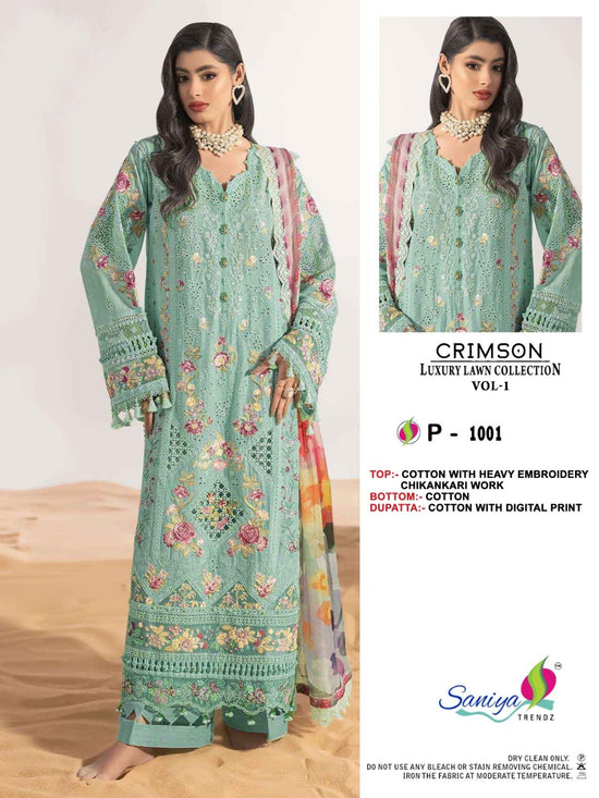 Saniya Crimson Luxury Lawn Pakistani Suit Wholesale - Amrah Wholesale