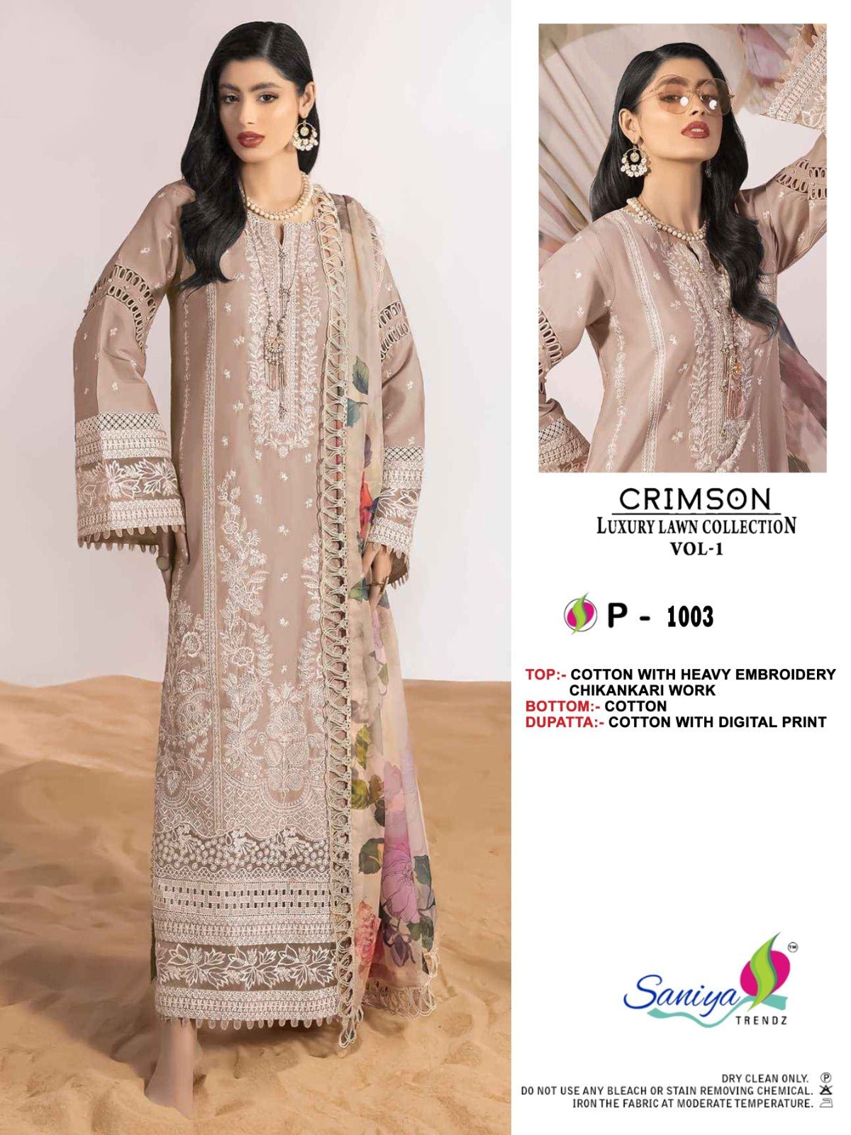 Saniya Crimson Luxury Lawn Pakistani Suit Wholesale - Amrah Wholesale