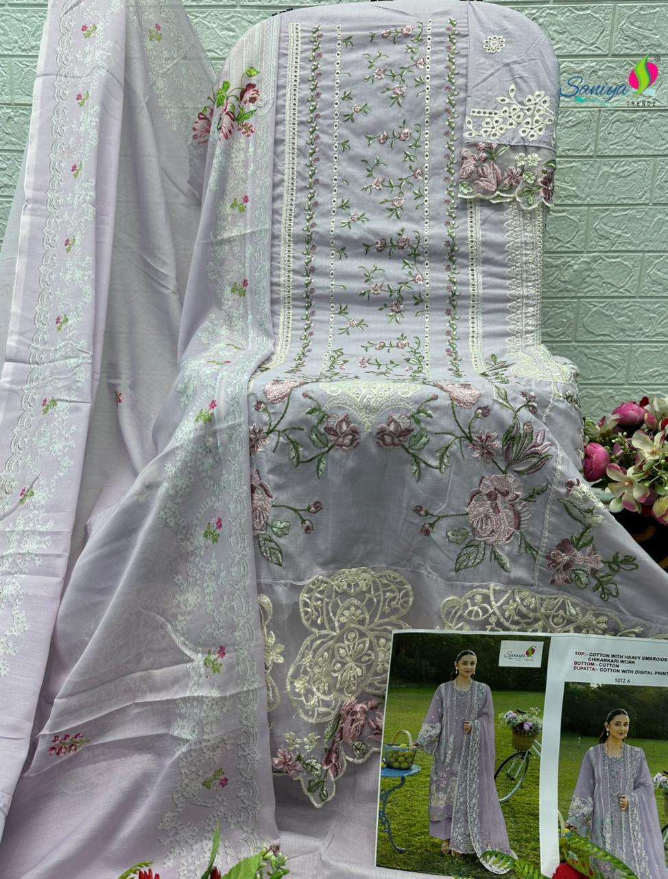Saniya Trendz 1012 Abcd Chikankari Pakistani Suit