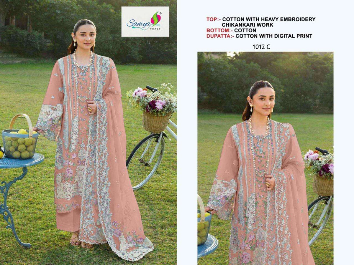 Saniya Trendz 1012 Abcd Chikankari Pakistani Suit
