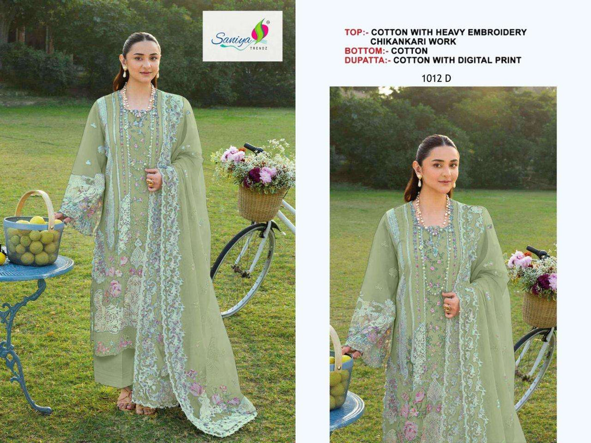 Saniya Trendz 1012 Abcd Chikankari Pakistani Suit
