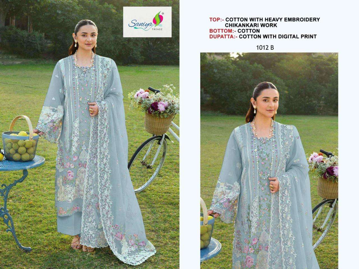 Saniya Trendz 1012 Abcd Chikankari Pakistani Suit