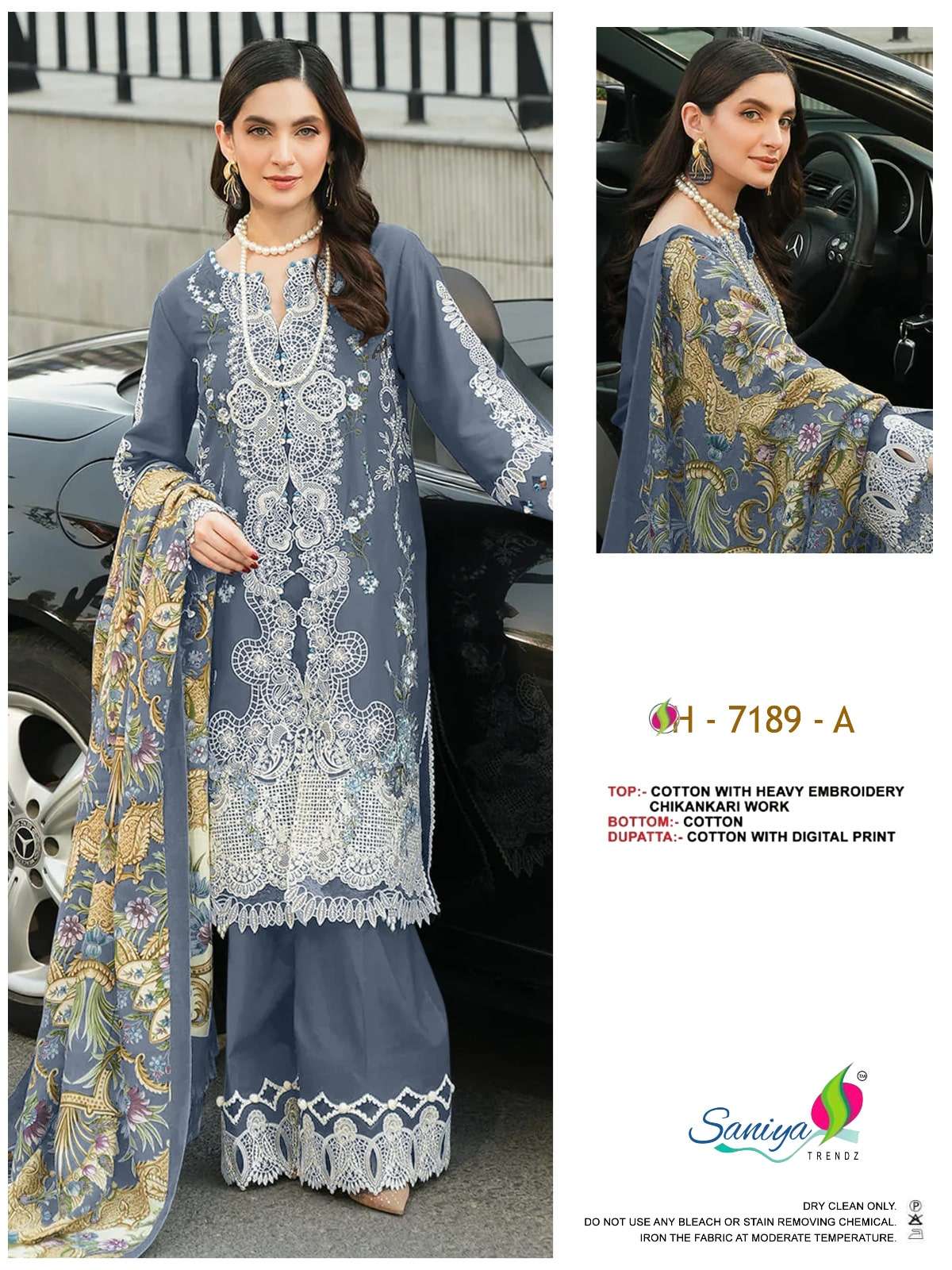 Saniya Trendz 7189 Cotton Embroidered Pakistani Suit