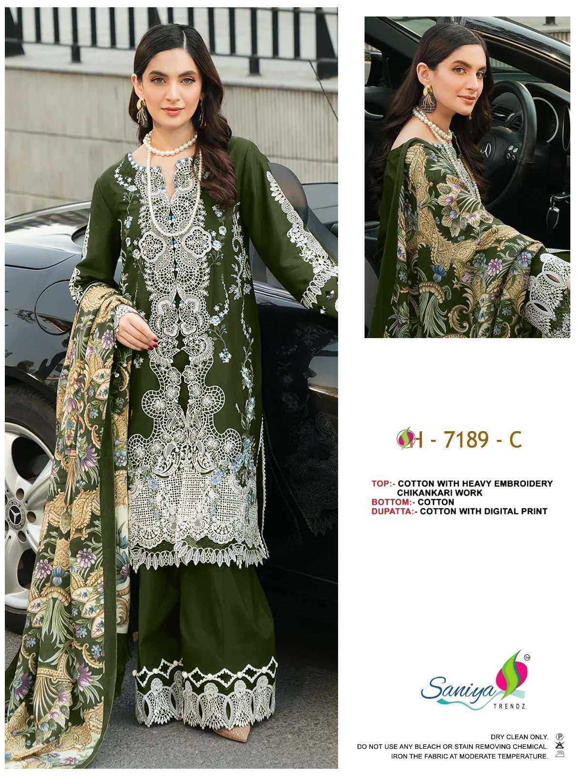 Saniya Trendz 7189 Cotton Embroidered Pakistani Suit