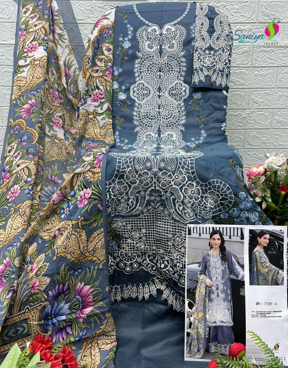 Saniya Trendz 7189 Cotton Embroidered Pakistani Suit