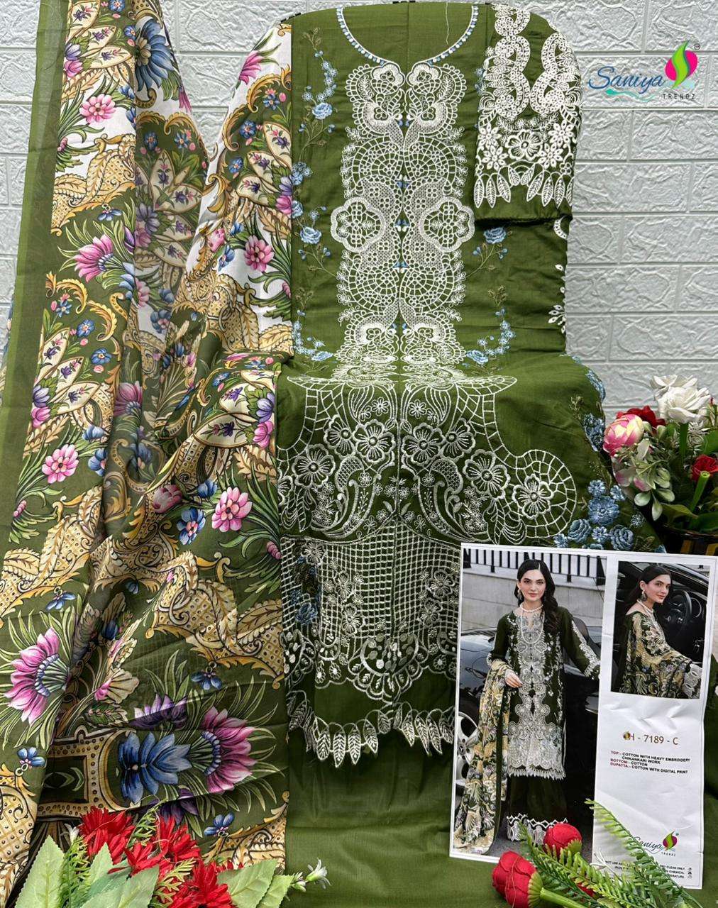 Saniya Trendz 7189 Cotton Embroidered Pakistani Suit