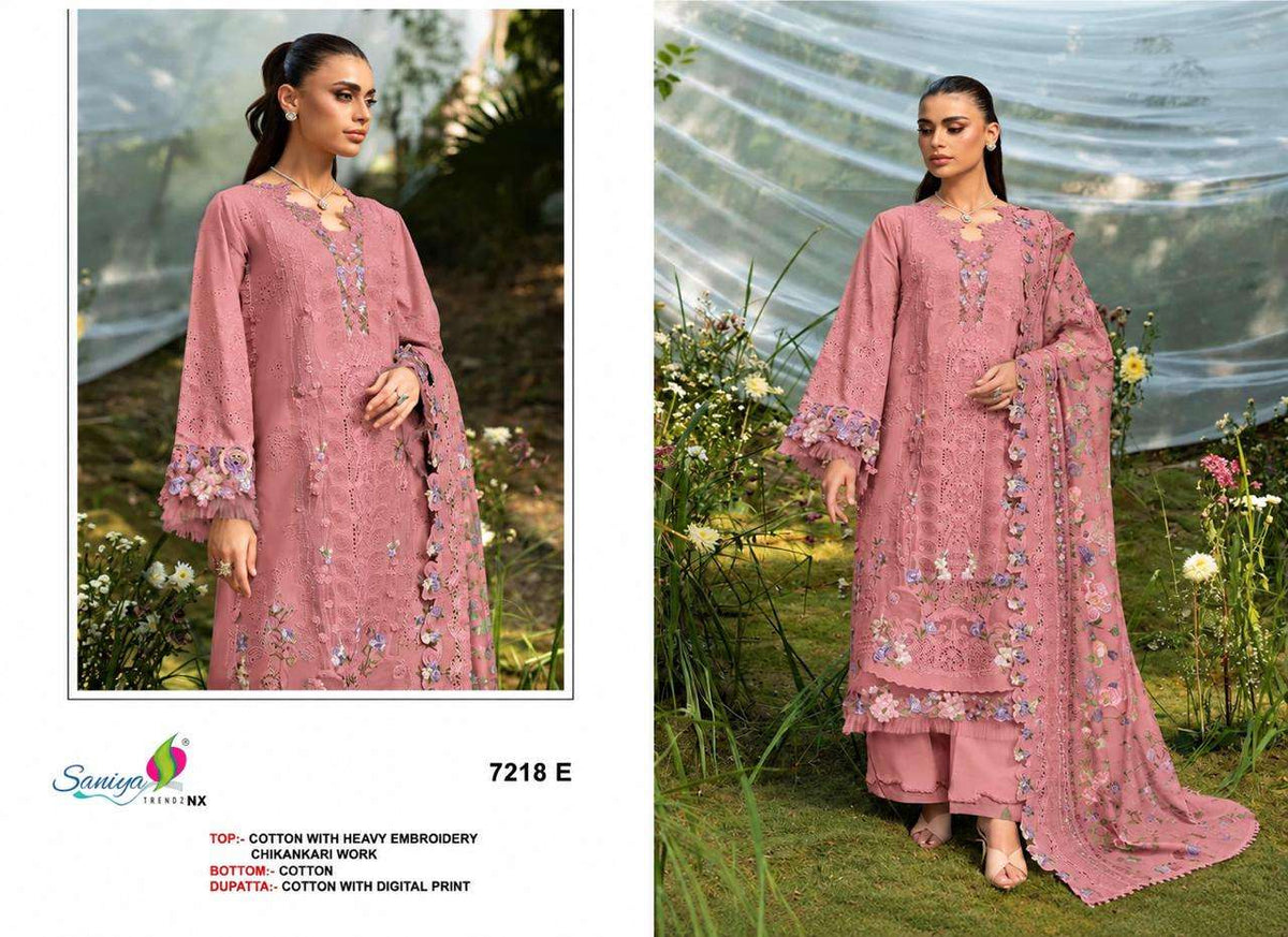 Saniya Trendz 7218 Cotton Chikankari Embroidered Salwar Suit