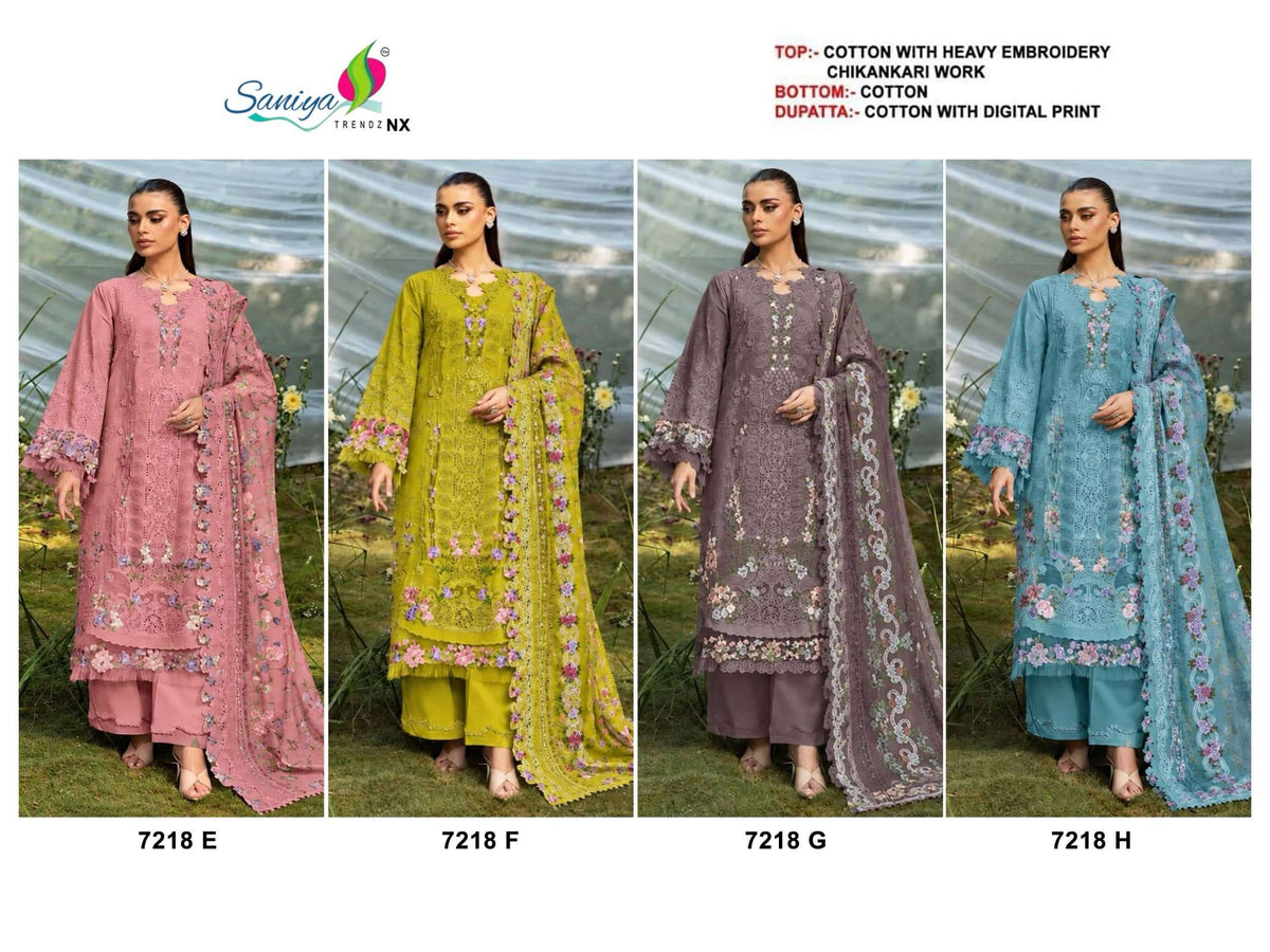 Saniya Trendz 7218 Cotton Chikankari Embroidered Salwar Suit