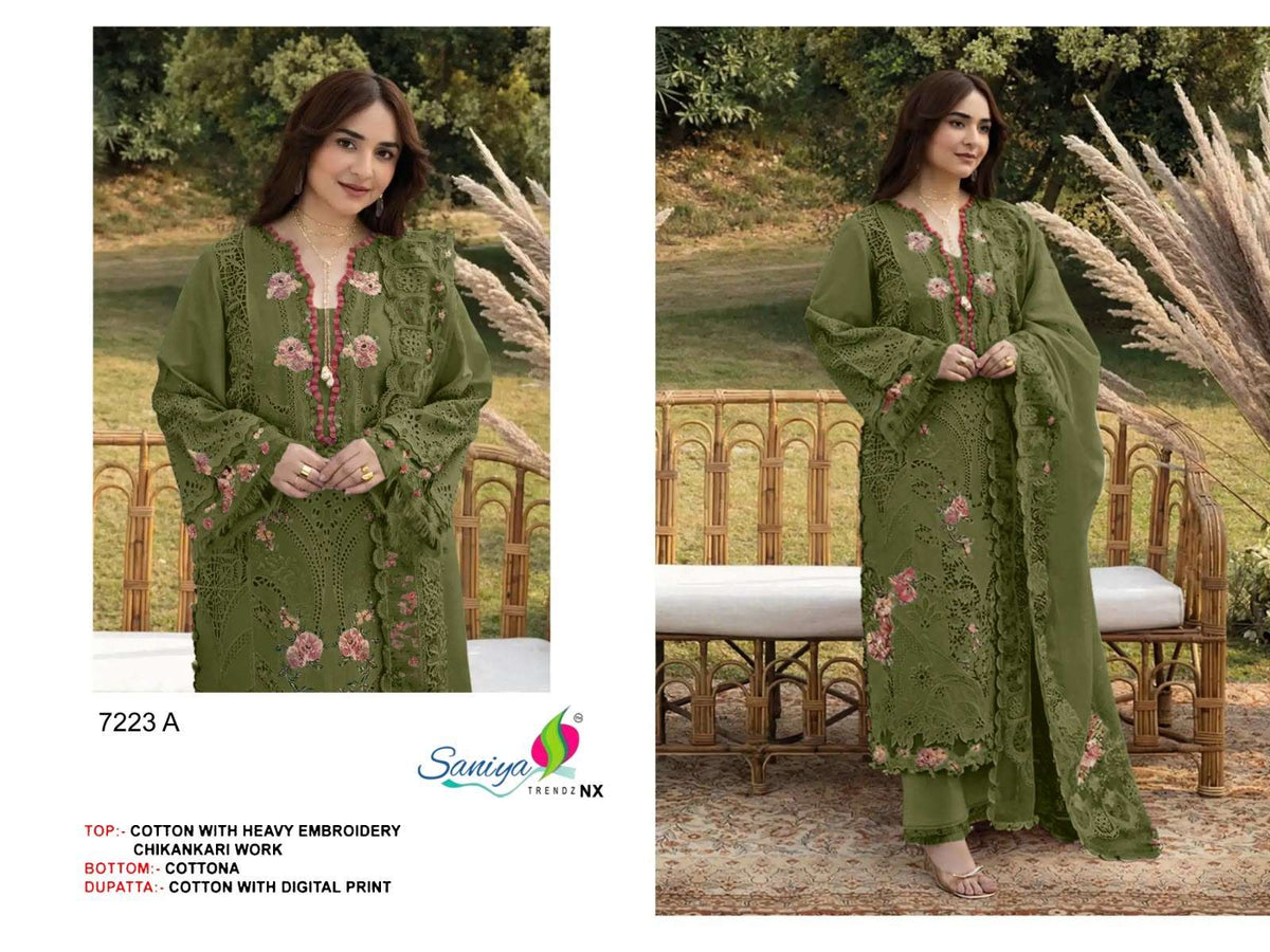 Saniya Trendz 7223 Cotton Chikankari Pakistani Suit
