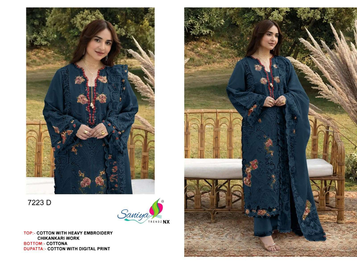 Saniya Trendz 7223 Cotton Chikankari Pakistani Suit