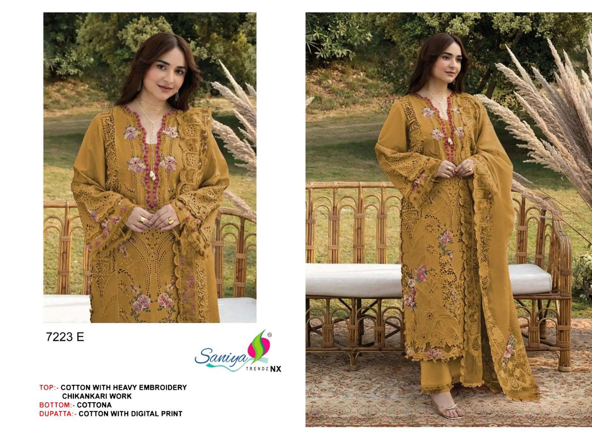 Saniya Trendz 7223 Cotton Chikankari Pakistani Suit