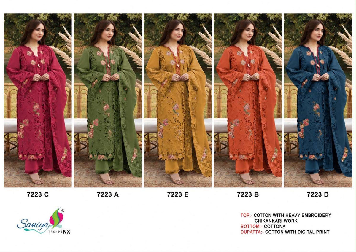 Saniya Trendz 7223 Cotton Chikankari Pakistani Suit