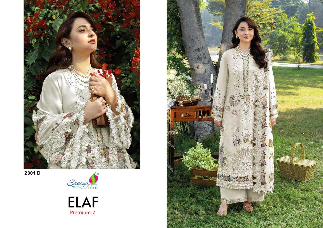 Saniya Trendz Elaf Premium Vol-2 Cotton Embroidery Pakistani Suit